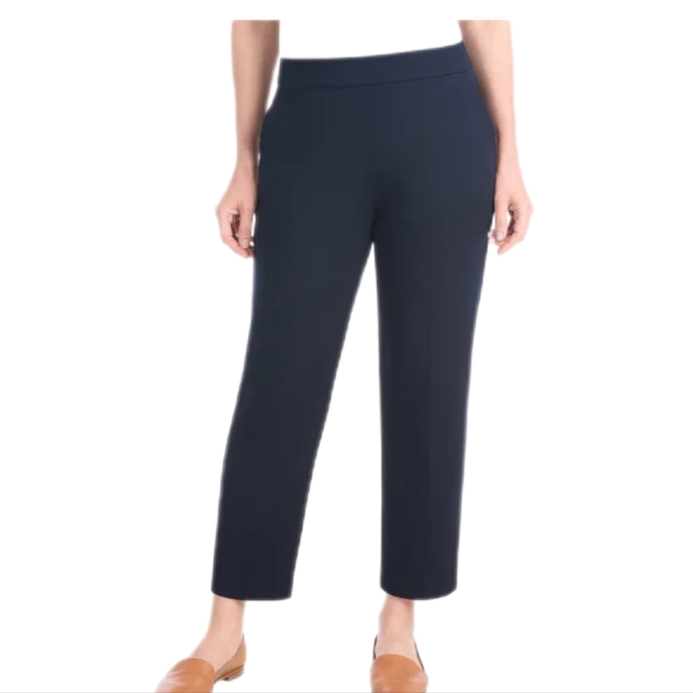 NWT Hilary Radley Women's  Crepe Pull On Pants Office/Work Navy Blue Size  L, XL